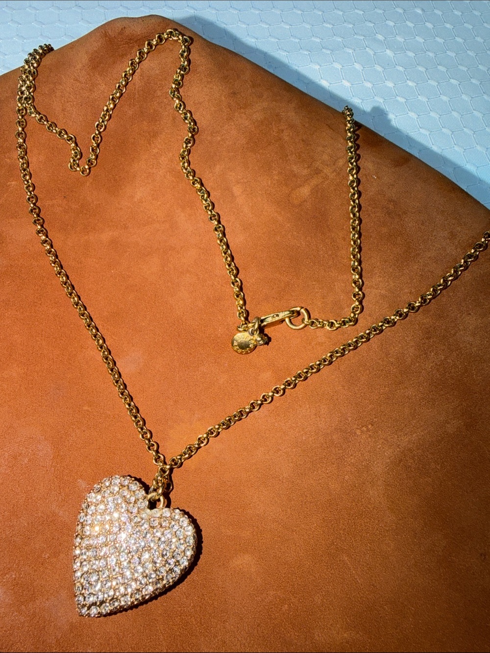 J. Crew Gold Heart Pendant Necklace with Crystal Pavé